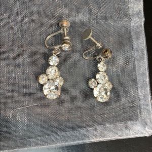Antique rhinestone screw clamp earrings.